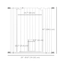PawHut 41" Easy Open Indoor Dog Gates for Doorways, House, Stair - White(m-3)