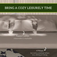 Outsunny 3 Seater Porch Swing Convertible Swing Chair Bed Cushioned Light Brown(m-7)