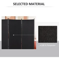 HOMCOM 3 Panel Room Divider, 6 Ft Double Hinged Folding Privacy Screen, Portable Freestanding Partition Wall Divider for Home Office, Black(m-5)