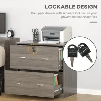 Vinsetto 2 Drawer File Cabinet with Lock, Office Filing Cabinet, Hanging Bar for Letter Size, Home Office, Grey(m-6)