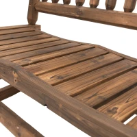 Outsunny 2-Person Wood Rocking Chair with Log Design, Heavy Duty Loveseat with Wide Curved Seats for Patio, Backyard, Garden, Walnut(m-13)