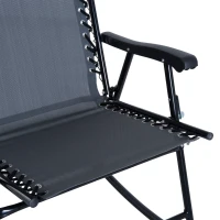 Outsunny 2 Piece Outdoor Rocking Chair Set, Patio Folding Lawn Rocker Set with Headrests for Yard, Patio, Deck, Backyard, Gray(m-12)