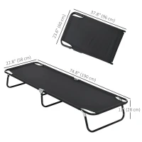 Outsunny Outdoor Folding Camping Cot Sleeping Bed for Adults, Office Home Use, Black(m-3)