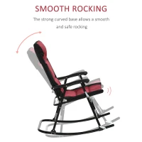 Outsunny Folding Rocking Chair Set of 2 Padded Rockers with Armrest, Red & Black(m-7)