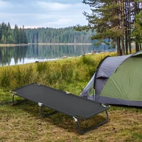 Outsunny Outdoor Folding Camping Cot Sleeping Bed for Adults, Office Home Use, Black(m-7)