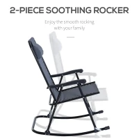 Outsunny 2 Piece Outdoor Rocking Chair Set, Patio Folding Lawn Rocker Set with Headrests for Yard, Patio, Deck, Backyard, Gray(m-7)