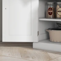 HOMCOM 72" Kitchen Pantry Storage Cabinet, Traditional Freestanding Cupboard with 4 Doors and 3 Adjustable Shelves, Large Central Drawer, White(m-9)