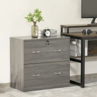 Vinsetto 2 Drawer File Cabinet with Lock, Office Filing Cabinet, Hanging Bar for Letter Size, Home Office, Grey(m-1)