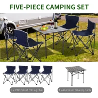 Outsunny Portable Picnic Table with 4 Stools and Carry Bag, Folding Camping Table and Chairs Set w/ Aluminum Roll-up Tabletop for Indoor Outdoor Travel Party BBQ(m-4)