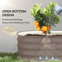 Outsunny 3.4' x 2' x 1' Galvanized Raised Garden Bed Kit, Metal Planter Box with Safety Edging, Cream(m-5)