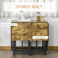 HOMCOM Industrial 5-Piece Folding Dining Table Set, Drop-Leaf Rectangular Kitchen Table with 4 Chairs for Dining Room, Rustic Brown(m-7)