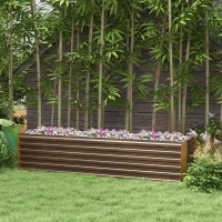 Outsunny 8x2x2ft Galvanized Raised Garden Bed Kit with Safety Edging for Flowers, Herbs and Vegetables, Dark Brown(m-2)