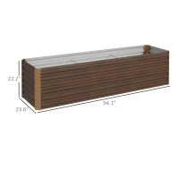 Outsunny 8x2x2ft Galvanized Raised Garden Bed Kit with Safety Edging for Flowers, Herbs and Vegetables, Dark Brown(m-3)