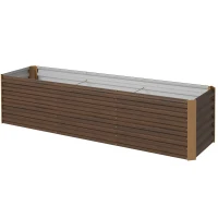 Outsunny 8x2x2ft Galvanized Raised Garden Bed Kit with Safety Edging for Flowers, Herbs and Vegetables, Dark Brown(m-11)