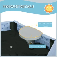 Outsunny Kids Sandbox with Cover, 3 Seats, Bottom Liner, for 3-12 Years Old, Light Blue(m-7)