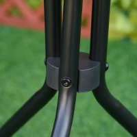 Outsunny 20" Round Outdoor End Table, Patio Side Table with Tempered Glass Top for Garden, Balcony, Poolside, Black(m-10)