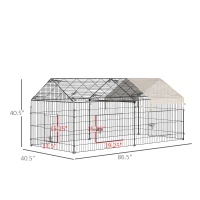 PawHut Outdoor Metal Kennel Enclosure for Small Animals, Utilizable as Rabbit or Chicken Run, 87" x 41", Black & White(m-3)