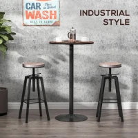 HOMCOM 41" H Bar Height Round Bar Table, Rustic Industrial Pub Table, Elm Wood Top Bistro Table with Metal Base(m-4)