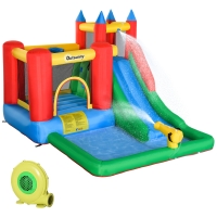 Outsunny 6-in-1 Kids Bounce House Water Slide with Pool