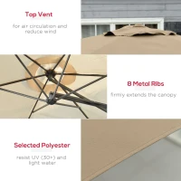 Outsunny 10ft Cantilever Patio Umbrella Offset Parasol with Crank Handle, Cross Base for Garden, Deck, Cream White(m-5)