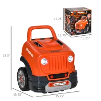 Qaba Kids Truck Engine Toy Set, Educational Car Service Station Playset, Take Apart Workshop, w/ Steering Wheel, Horn, Light, RC Car Key, for 3-5 Years Old Orange(m-3)