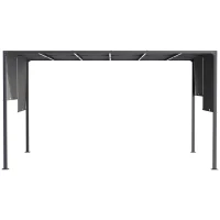 Outsunny 10' x 13' Outdoor Patio Pergola with Sliding Roof, LED Lights, Solar Powered for Garden, Lawn, Backyard, Dark Grey(m-10)