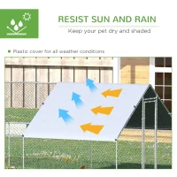 PawHut Metal Chicken Run 9.8' x 26.2' x 6.6' with Waterproof and Anti-UV Cover for Outdoor and Yard Farm Use(m-4)