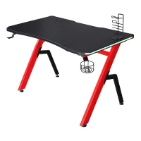 HOMCOM 47" Gaming Desk with LED Lights, Home Office Gaming Table, Computer Table with Hook, Cup Holder, Controller Rack & Cable Management(m-2)