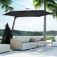 Outsunny 10ft Cantilever Patio Umbrella Offset Parasol with Crank Handle, Cross Base for Garden, Deck, Dark Grey