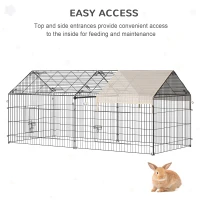 PawHut Outdoor Metal Kennel Enclosure for Small Animals, Utilizable as Rabbit or Chicken Run, 87" x 41", Black & White(m-5)
