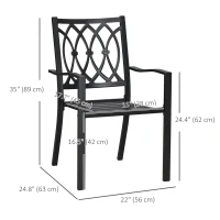 Outsunny 2 PCs Dining Chairs, Outdoor Armchairs, Stackable Design, Black(m-3)