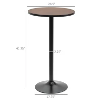 HOMCOM 41" H Bar Height Round Bar Table, Rustic Industrial Pub Table, Elm Wood Top Bistro Table with Metal Base(m-3)