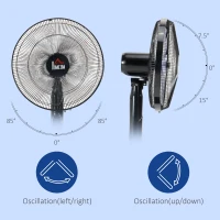 HOMCOM Standing Floor Fan with Remote Control, Stand Up Cooling Fan, Tall Pedestal Electric Fan for Bedroom, Black(m-6)