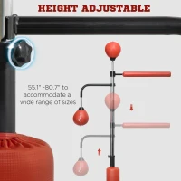 Soozier Freestanding Boxing Punching Bag, Height Adjustable, with Reflex Bar, Speed Balls and Suction Cup Base, Red(m-5)