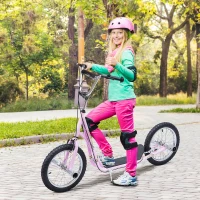 HOMCOM Youth Scooter Teen Kick Scooter Kids Children Stunt Scooter Bike Bicycle Ride On 16" Inflatable Wheels Pink(m-1)