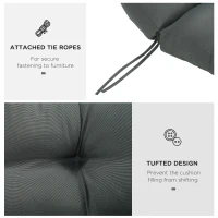 Outsunny Set of 2 Outdoor Chaise Lounge Cushions, 72" x 22" Patio Lounge Chair Cushions with Ties for Outdoor, Indoor, Dark Grey(m-6)