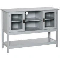 HOMCOM Modern Sideboard Buffet Cabinet, Console Table with Framed Glass Doors, Multiple Storage Options, and Anti-Topple for Kitchen, Living Room, Grey(m-1)