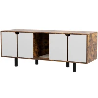 PawHut Hidden Cat Litter Box Enclosure with 2 Cabinets, Double Doors, and Sand Drain Pad, Rustic Brown(m-1)