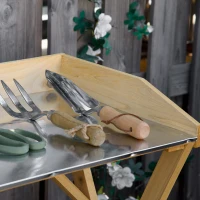 Outsunny Garden Potting Bench Table, Wooden Work Station, Outdoor Planting Workbench w/ Galvanized Metal Tabletop and Storage Shelf(m-10)