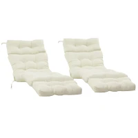 Outsunny Set of 2 Outdoor Chaise Lounge Cushions, 72" x 22" x 4.7" Patio Lounge Chair Cushions with Ties for Outdoor, Indoor, Cream White(m-2)