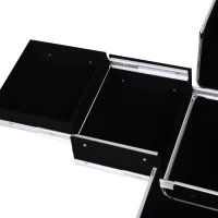 HOMCOM Portable Aluminum Makeup Train Cases, Rolling Makeup Case, Salon Beauty Cosmetic Jewelry Organizer Trolley with 4 Wheels, Pink(m-10)