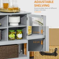 HOMCOM Modern Sideboard Buffet Cabinet, Console Table with Framed Glass Doors, Multiple Storage Options, and Anti-Topple for Kitchen, Living Room, Grey(m-7)