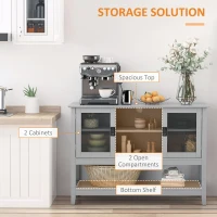 HOMCOM Modern Sideboard Buffet Cabinet, Console Table with Framed Glass Doors, Multiple Storage Options, and Anti-Topple for Kitchen, Living Room, Grey(m-5)
