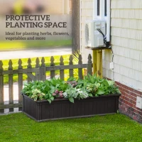 Outsunny 49'' x 24'' x 12'' Plastic Raised Garden Bed Cultivation Bed Planter Box for Flower, Herbs, Veggies for Garden, Backyard, Patio, Brown(m-4)