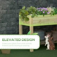 Outsunny 45" x 22" x 33" Elevated Planter Box w/ Legs and Storage Shelf, Raised Garden Bed, Elevated Wooden Planter Box, Gardening Standing Growing Bed for Backyard Patio Balcony(m-4)
