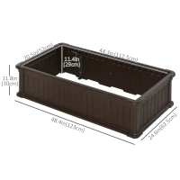 Outsunny 49'' x 24'' x 12'' Plastic Raised Garden Bed Cultivation Bed Planter Box for Flower, Herbs, Veggies for Garden, Backyard, Patio, Brown(m-3)