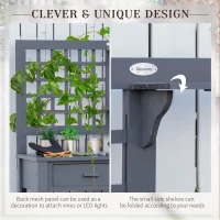 Outsunny Potting Bench Table, Garden Work Bench, Wooden Workstation with Tiers of Shelves and Drawer for Patio, Courtyards, Balcony, Grey(m-5)