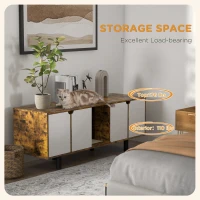 PawHut Hidden Cat Litter Box Enclosure with 2 Cabinets, Double Doors, and Sand Drain Pad, Rustic Brown(m-5)