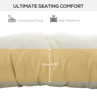 Outsunny Set of 2 Outdoor Chaise Lounge Cushions, 72" x 22" x 4.7" Patio Lounge Chair Cushions with Ties for Outdoor, Indoor, Cream White(m-7)