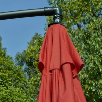 Outsunny 11FT Cantilever Patio Umbrella with Offset Hanging, Easy Tilt Adjustment & Cross Base for Backyard, Poolside, Red(m-9)
